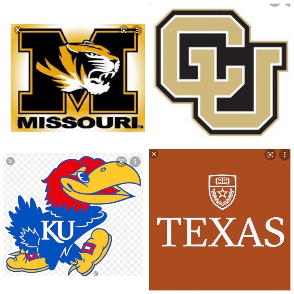 NCAA University of Texas, MO, KU, CU, Fan Gear!